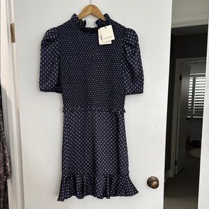 Sandro élégant Navy Polka Dot Dress - BRAND NEW